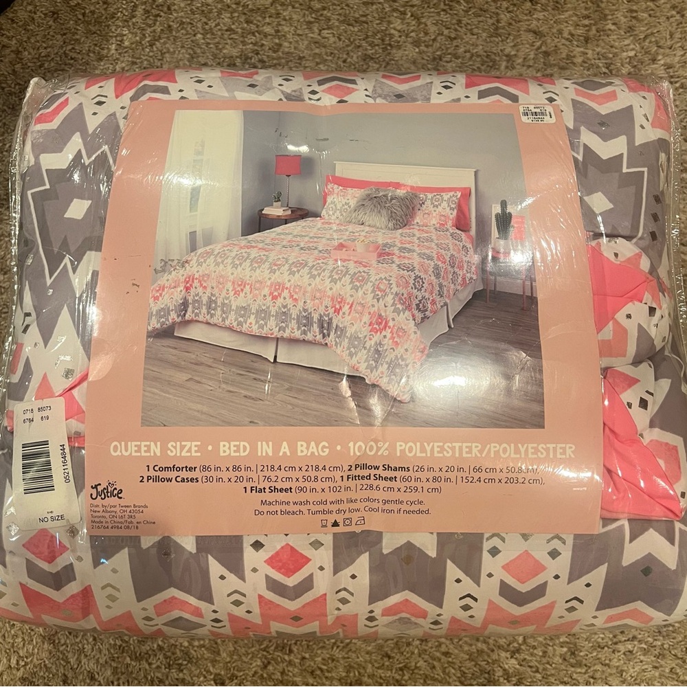 Queen size bed-in-a-bag by Justice.